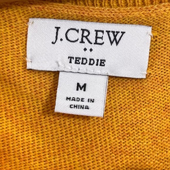 J Crew Sweater Teddie Womans Medium Wool Blend Yellow Long Sleeve Clasual - Picture 5 of 7